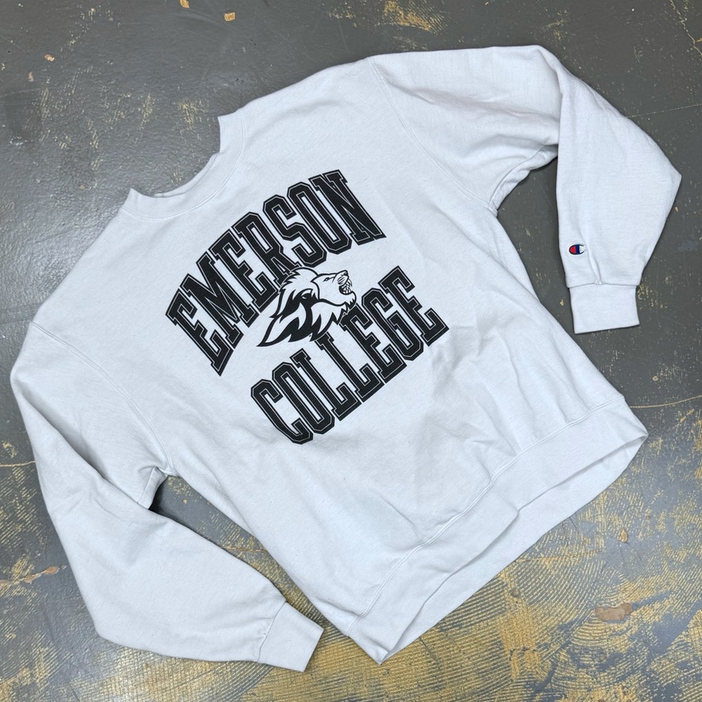 Champion Emerson College Crew Neck Sweater Liberal Arts Boston